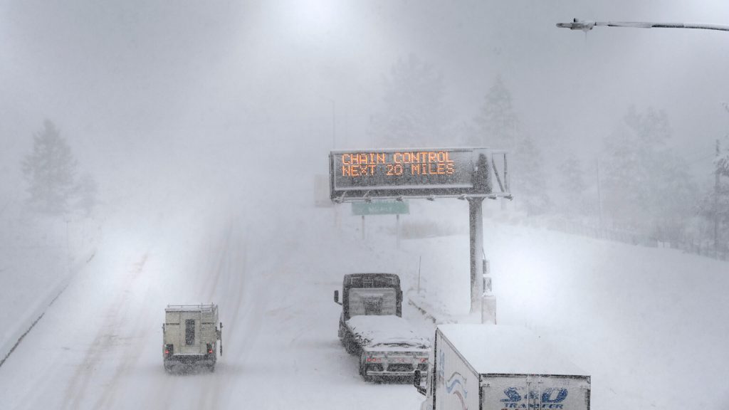 Powerful California blizzard shuts down roads and ski resorts as heavy snow and fierce winds slam mountains